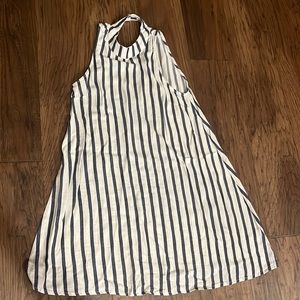Navy and white striped dress